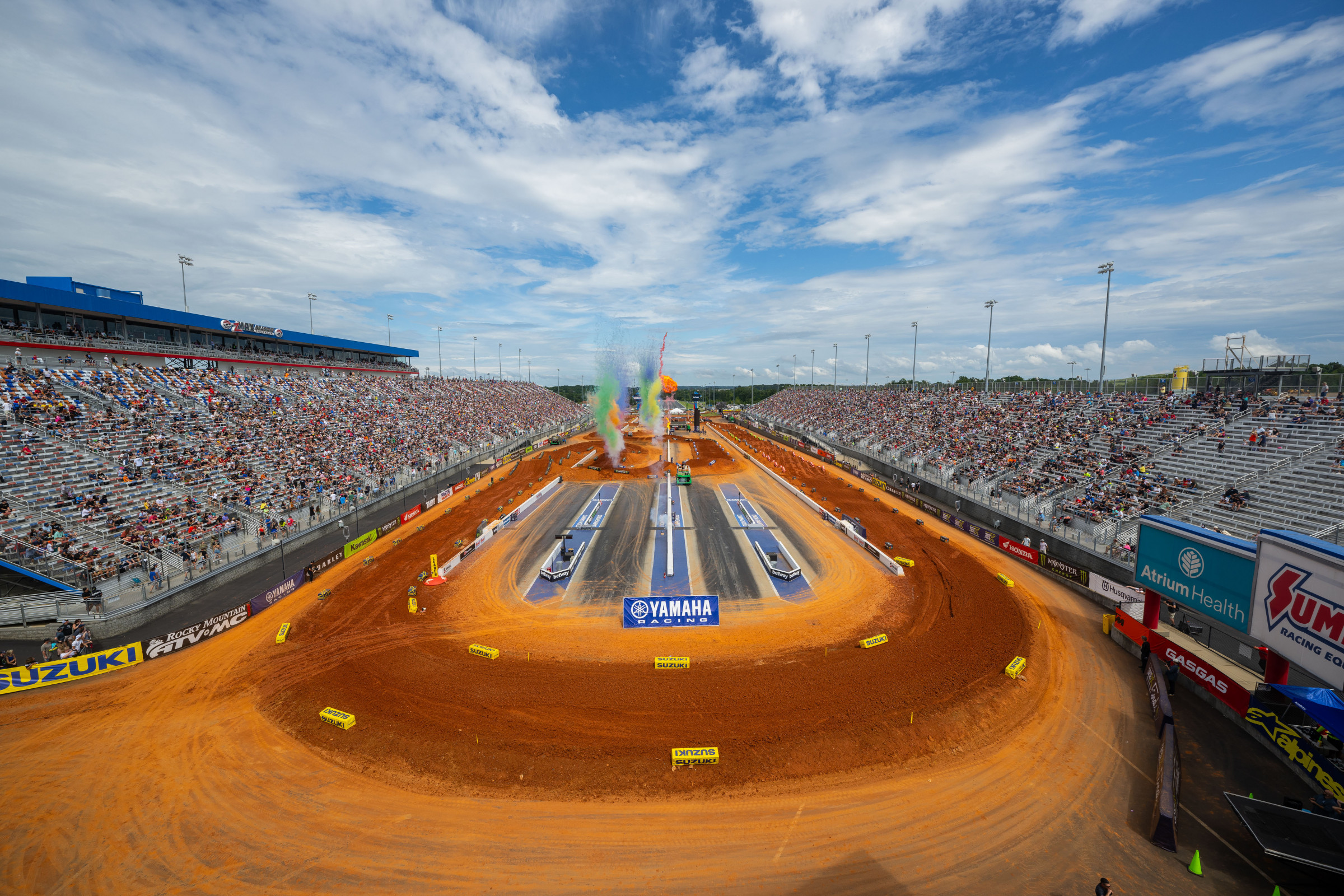 The 2023 SMX track at zMAX Dragway. This big horseshoe-shaped turn will be made of sand this year.