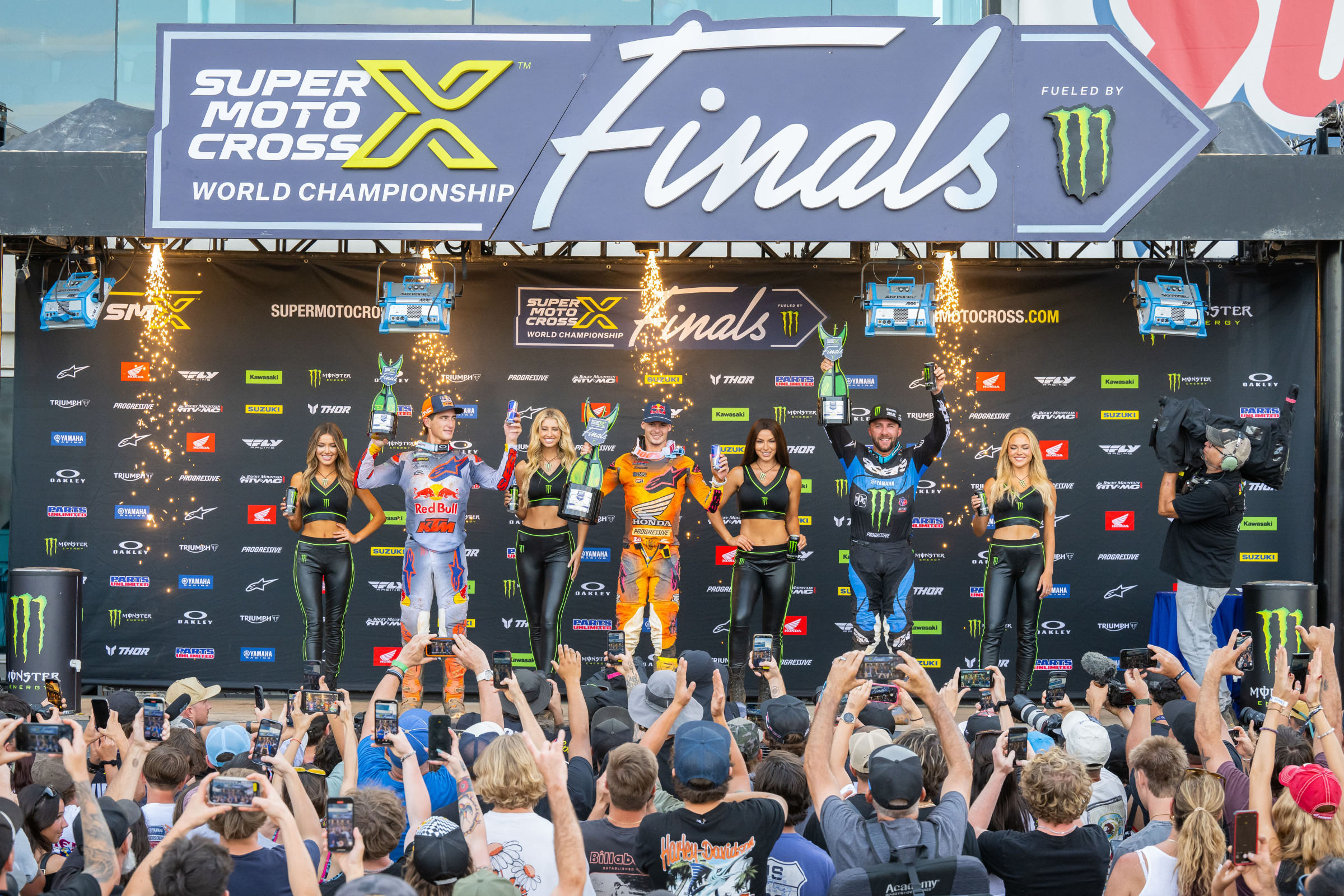 The 450SMX overall podium at the SMX Playoff 1 round.