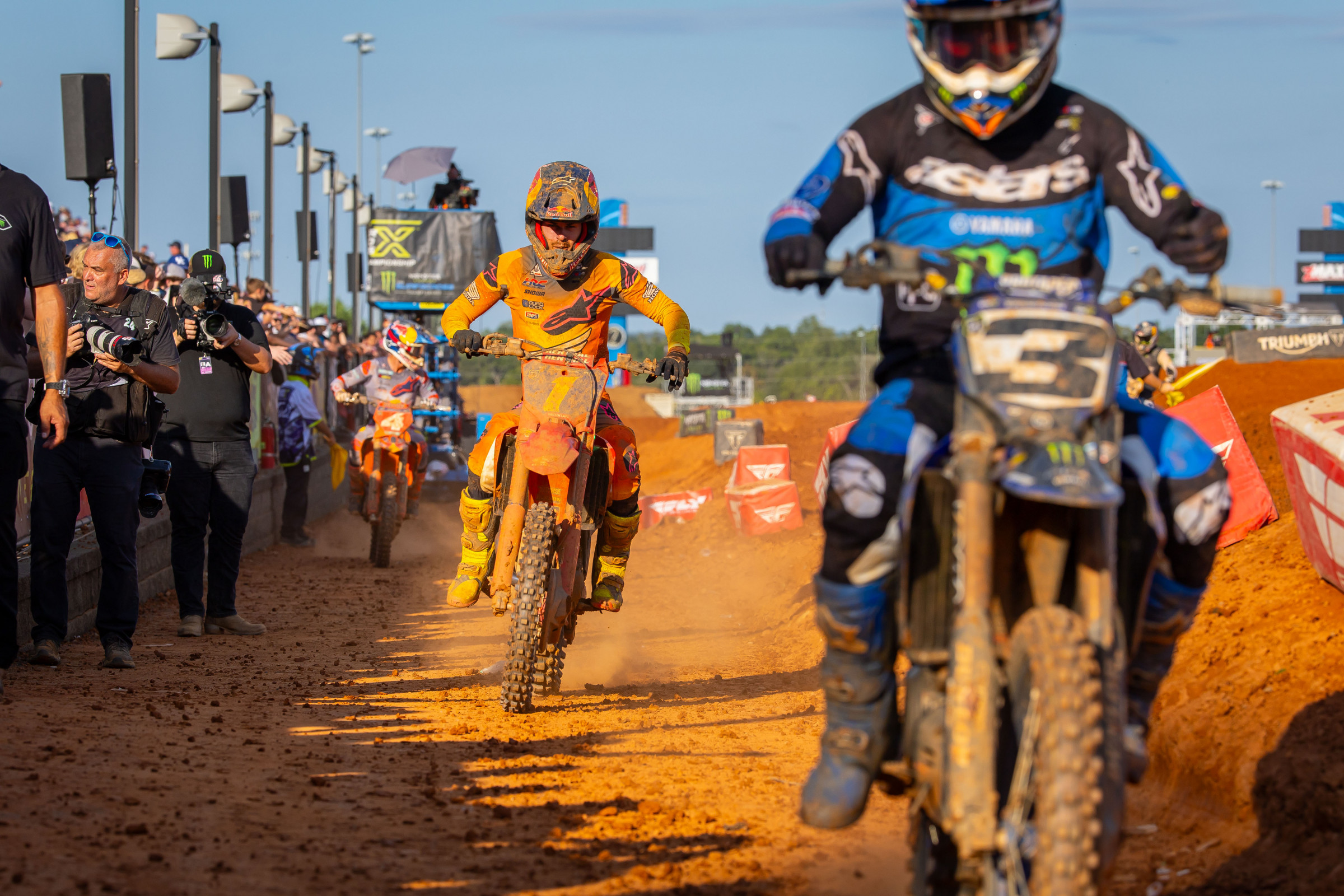 Tomac, Lawrence, and Sexton heading to the podium.