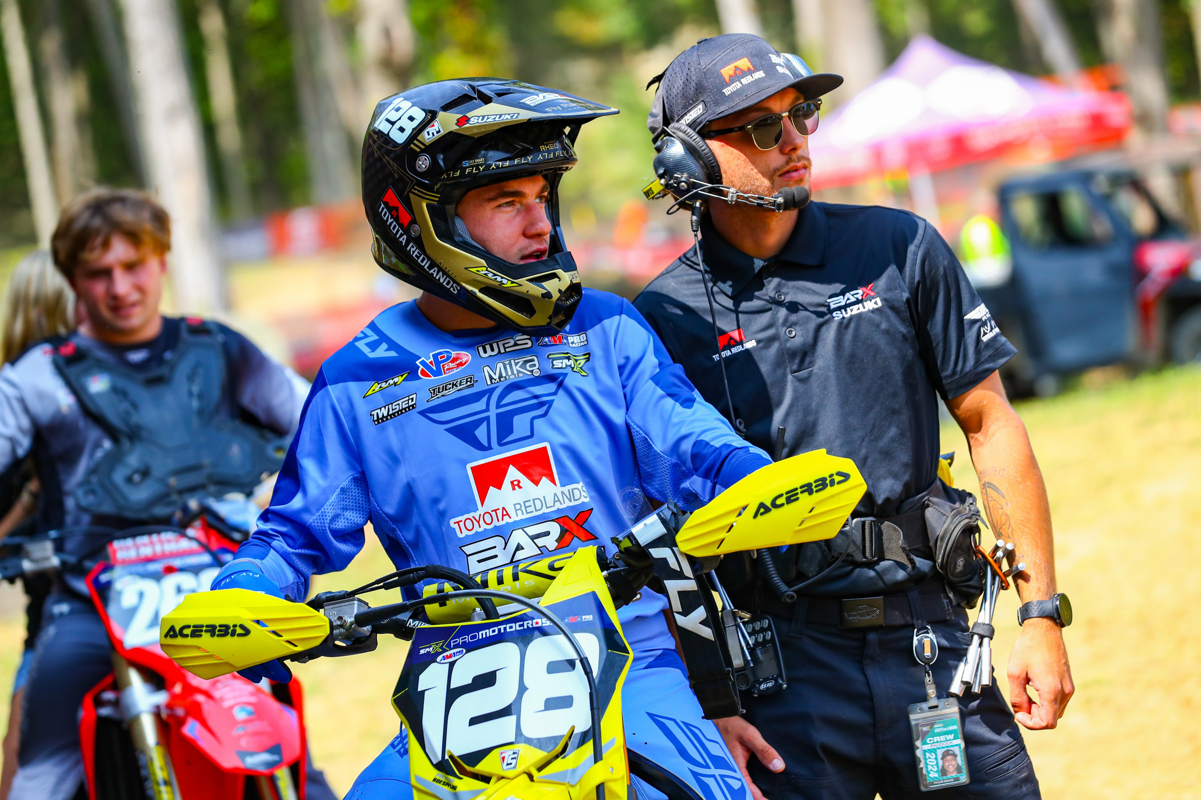 Preston Boespflug and his mechanic Ty Davis at the 2024 Ironman National in August.