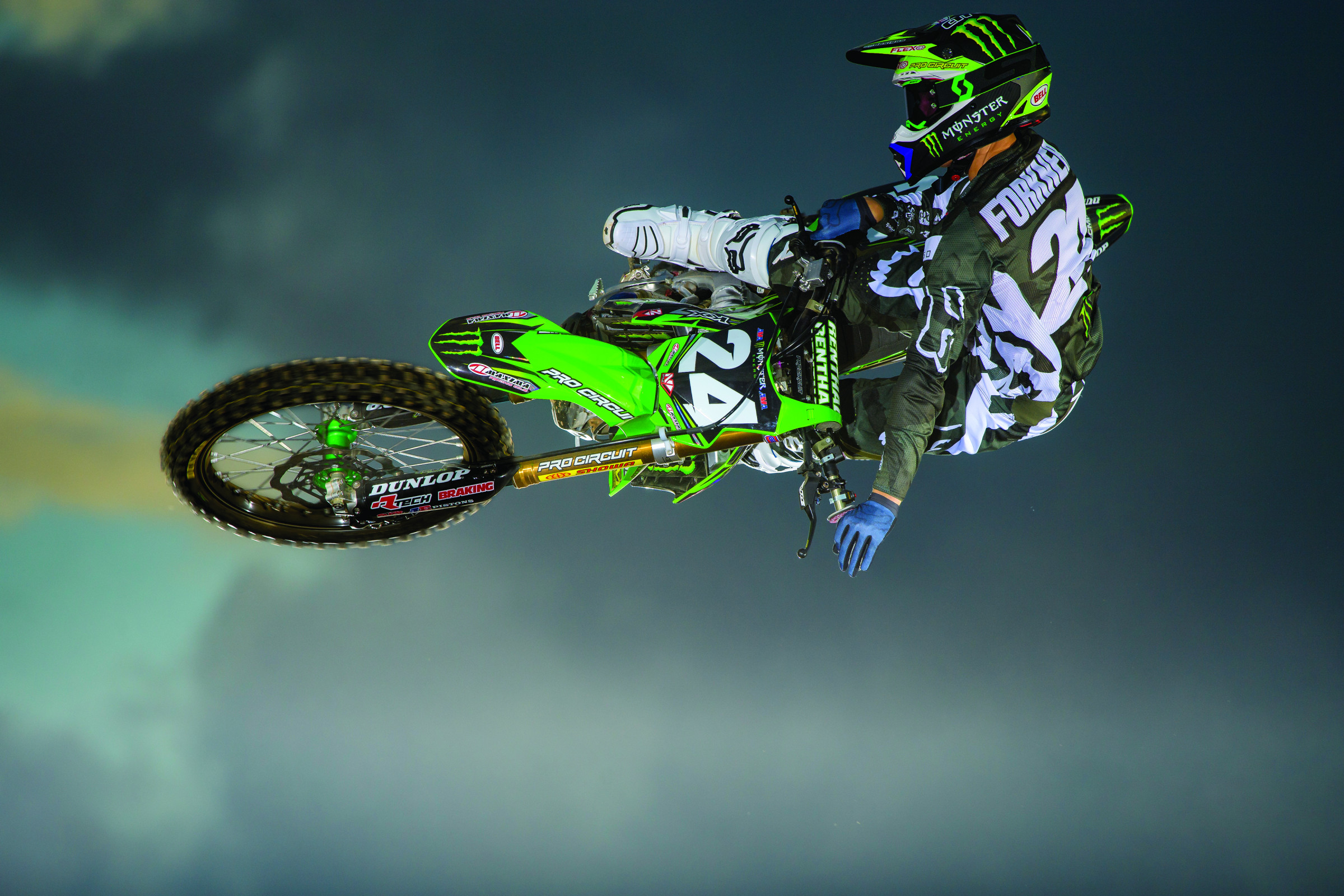 Austin Forkner in a 2017 preseason photo shoot for Kawasaki.