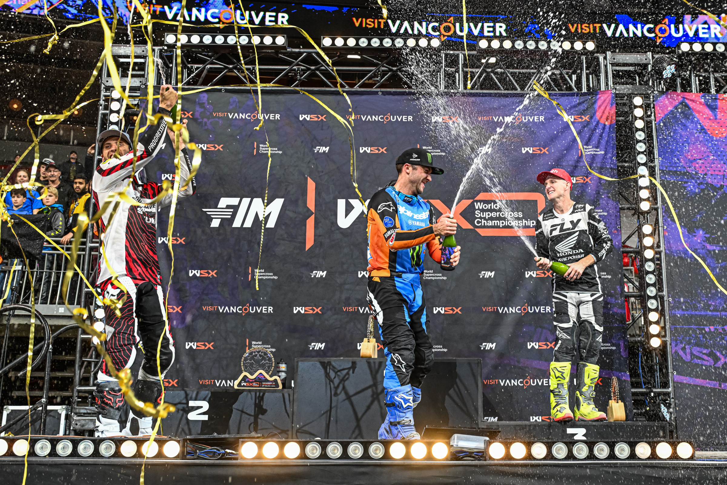 The podium with Tomac, Roczen and Savatgy.