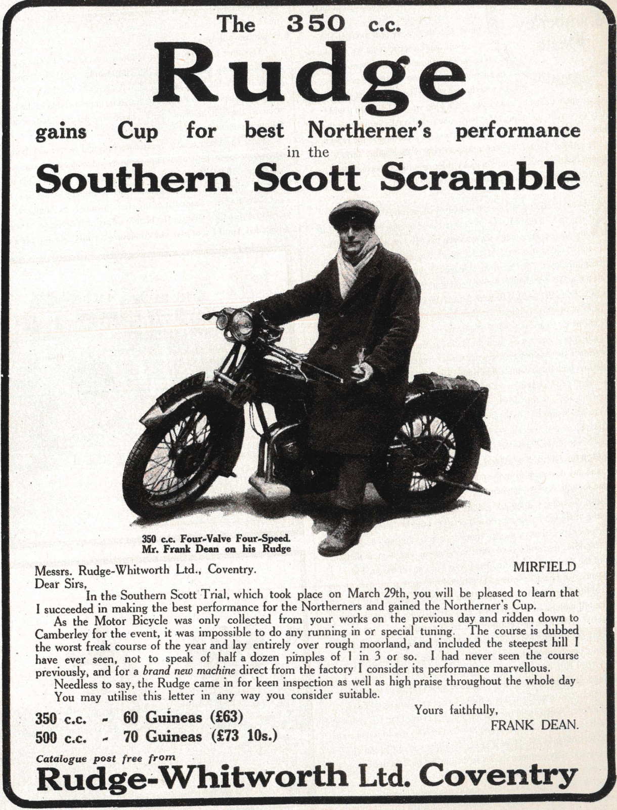 The first manufacturer win ad.