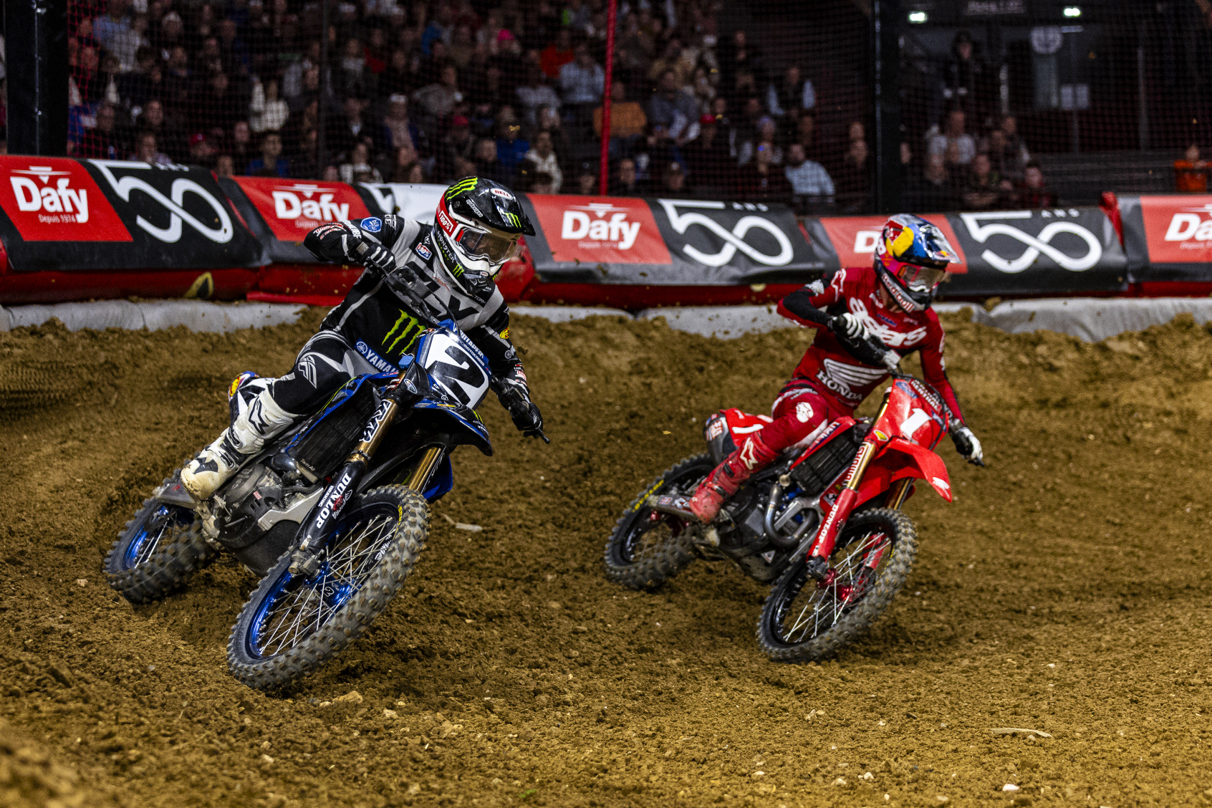 Cooper Webb and Jett Lawrence battling.