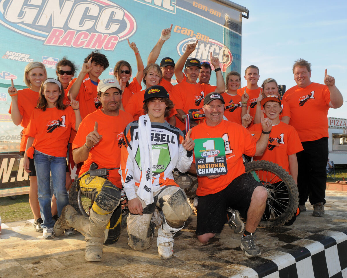 Russell winning the 2010 GNCC XC2 Championship.