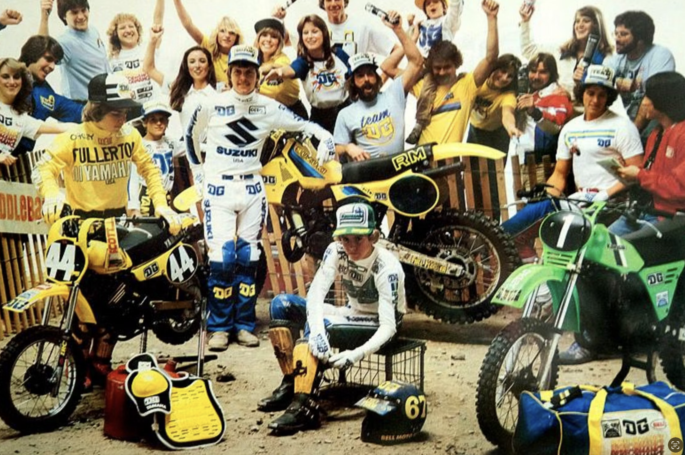 Steve Skibel Jr. (on the far left in the Fullerton Yamaha jersey in this old DG Racing ad).