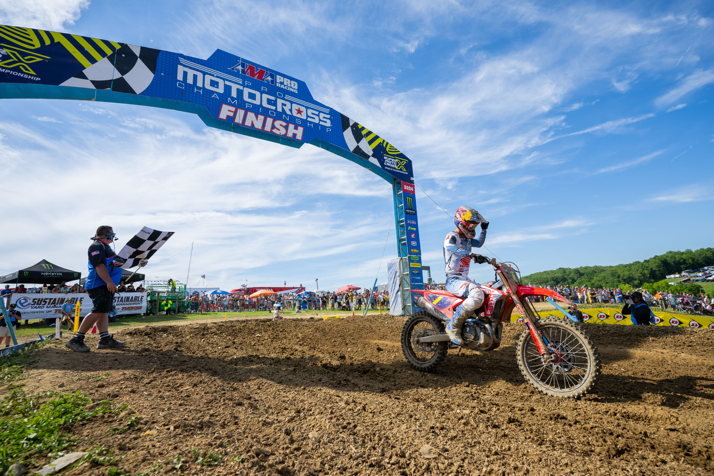 Jett Lawrence at the High Point National. He won the overall that day, as well as the following round Southwick National, before his thumb injury sidelined him for the remainder of the Pro Motocross season.