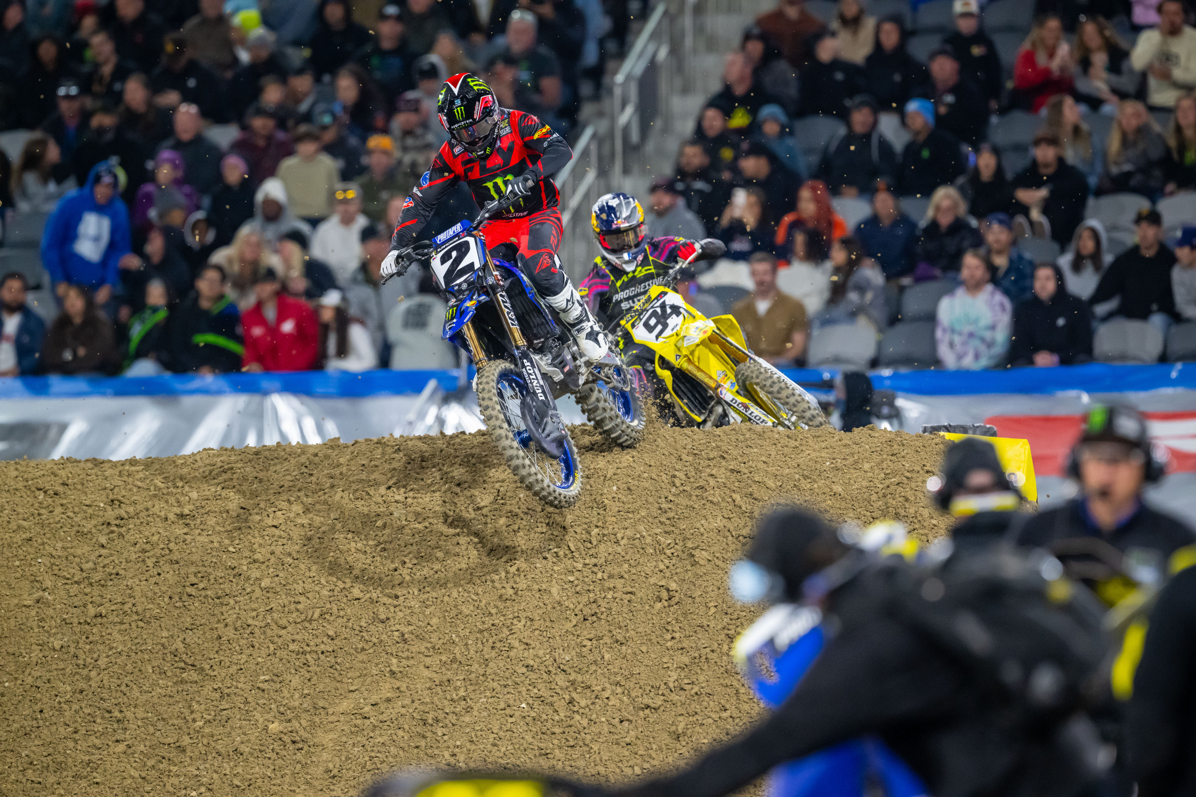 Webb and Ken Roczen had a great battle for third late in the 450SX main event.
