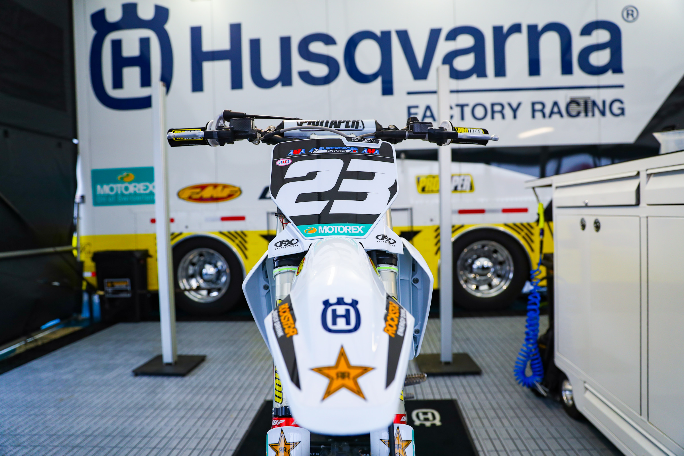 Landon Gibson's Husqvarna FC 250 in April 2024.