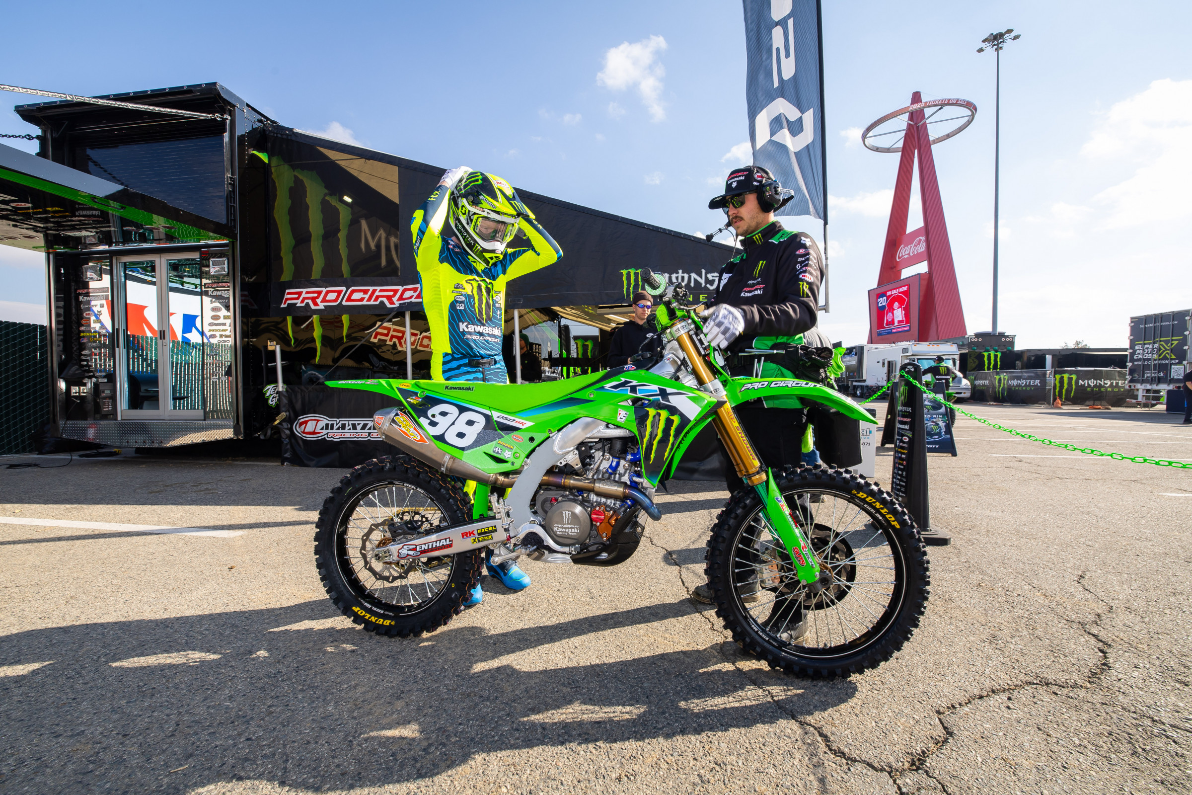 Drew Adams heading out for his first supercross practice session.