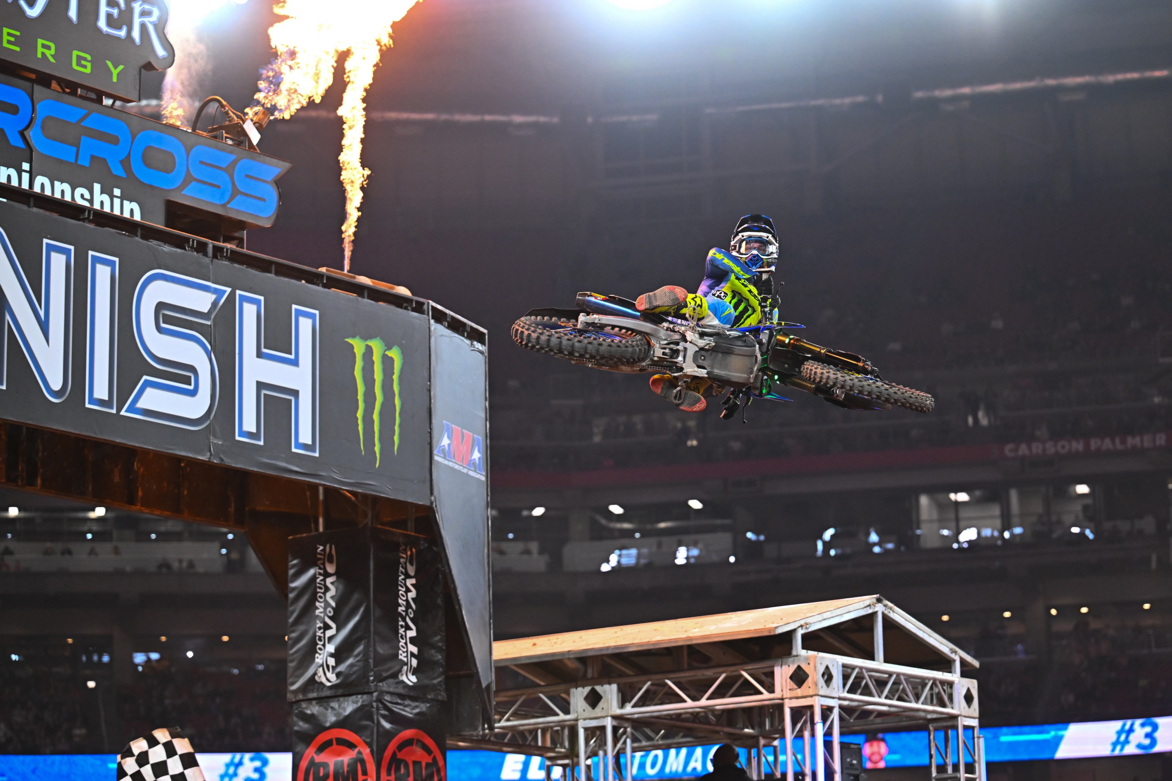 Eli Tomac takes the race win in the third 450SX race of the night.