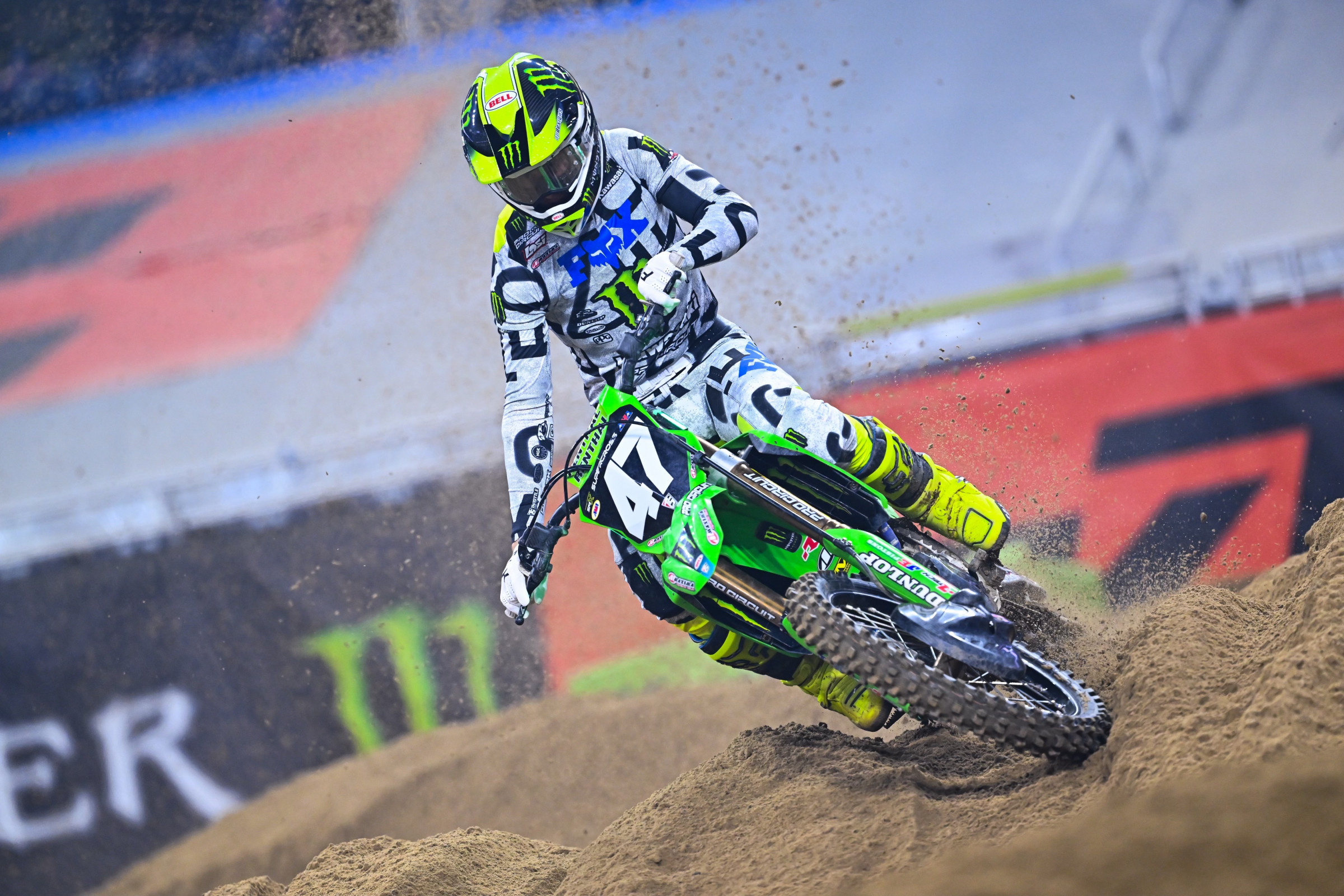 Levi Kitchen takes the 250SX heat race two win.