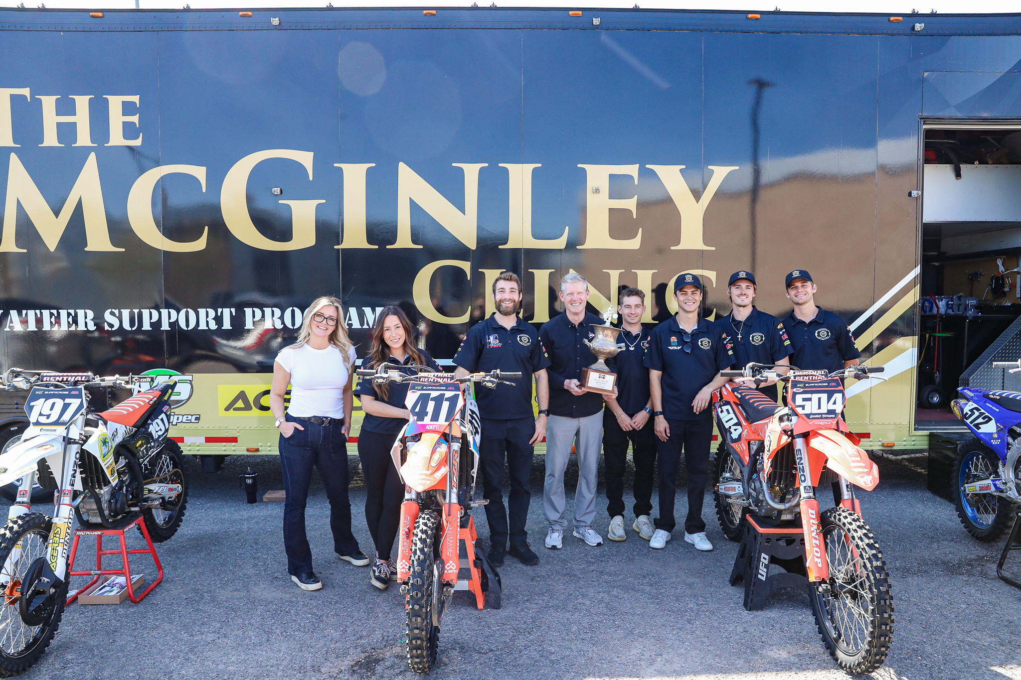 The SMX crew posing after visiting Hopewell Area High School.