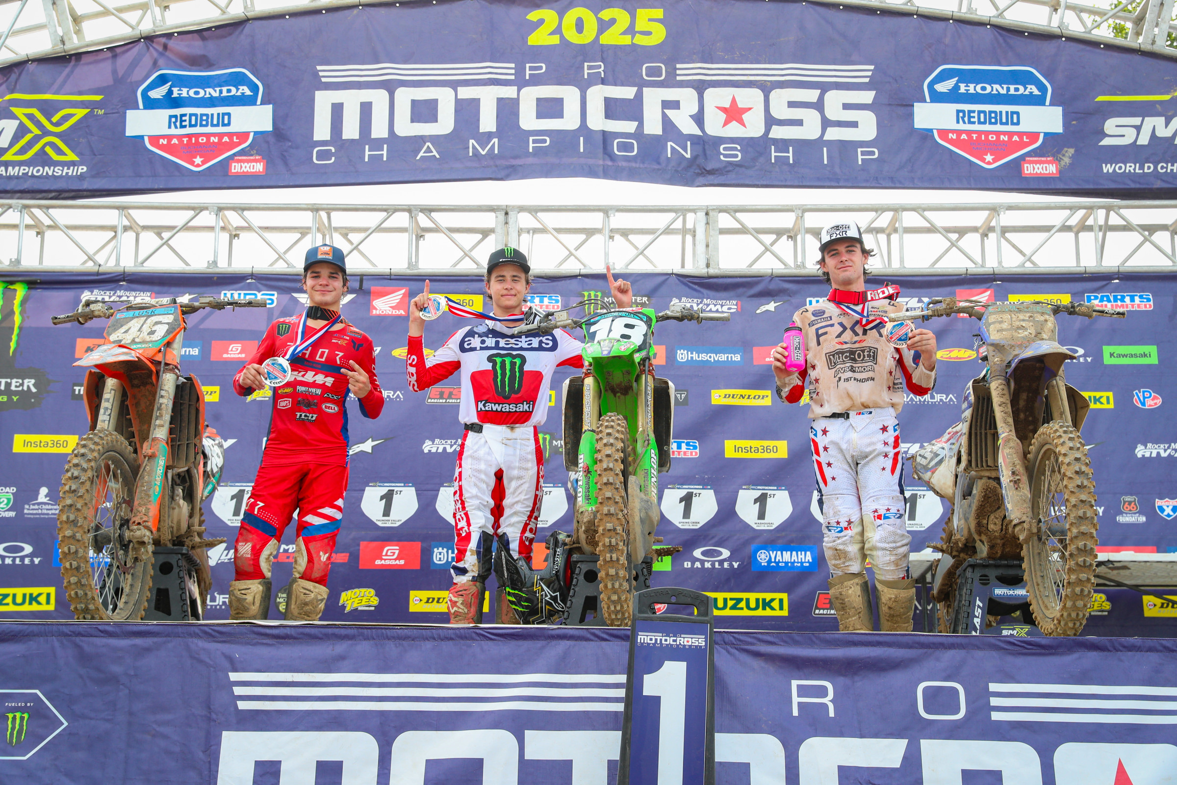 The overall podium: Landen Gordon, Luke Fauser, and Jesson Turner.