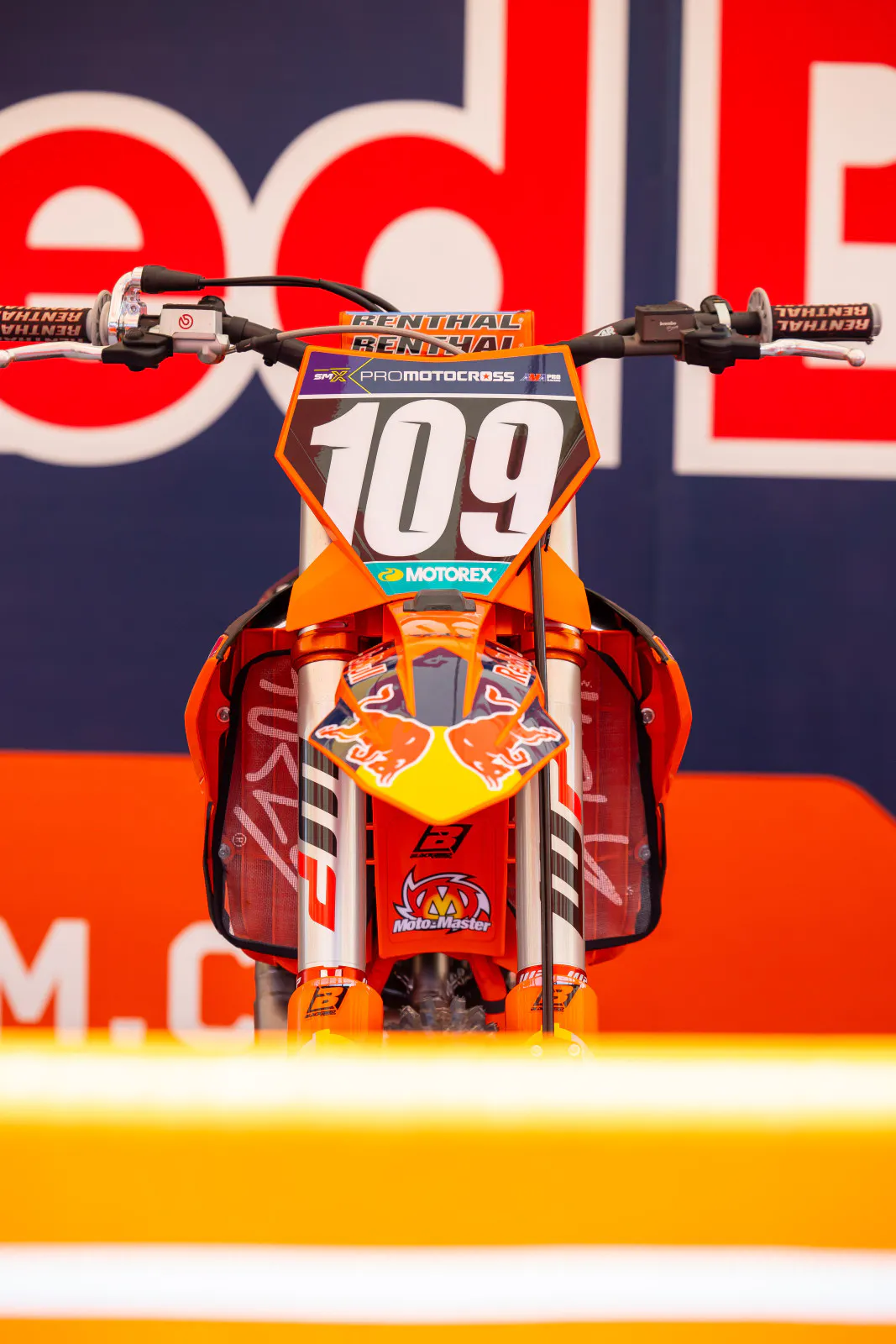 Sacha Coenen's bike under the Red Bull KTM tent on Friday before Southwick.