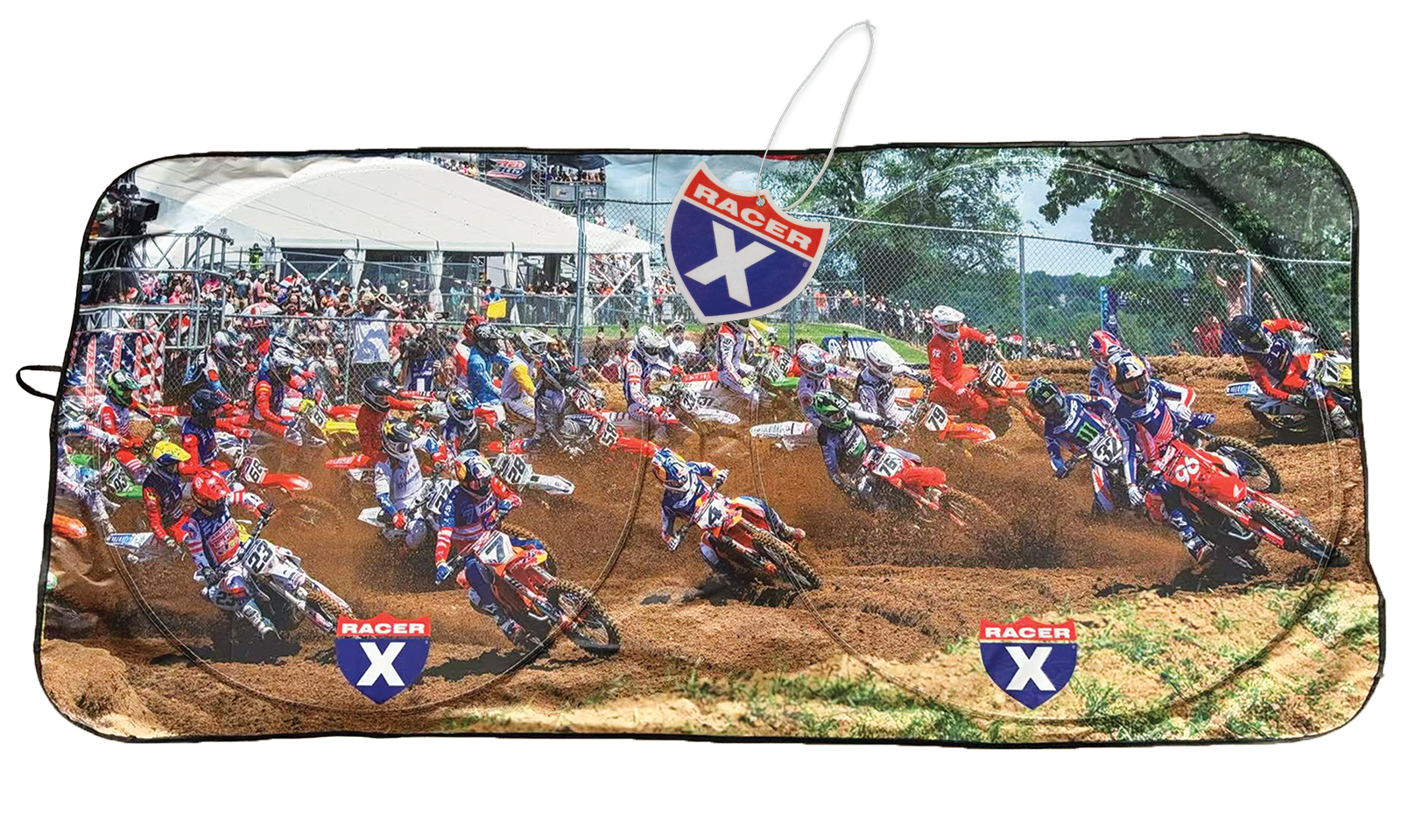 Get your exclusive Racer X Windshield Sun Shade featuring the stars of Lucas Oil Pro Motocross going for broke at the legendary Red Bud MX! Plus a FREE Racer X car air freshener!
