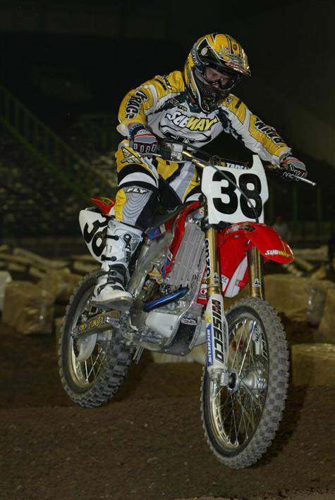 After taking a dip in the rankings in 2003 to #54, Thomas rode well enough to get himself back in the 30s, and he wore the #38 on the new Subway Honda team. Thomas rode particularly well in supercross this season.
