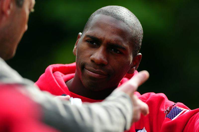 Stewart, Team USA's MX1 entry for this weekend's Motocross des Nations, talks over this weekend's race with a local reporter.