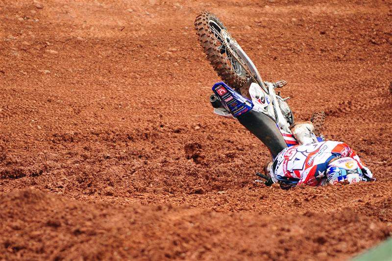 Zach Osborne's second moto was ruined by this crash