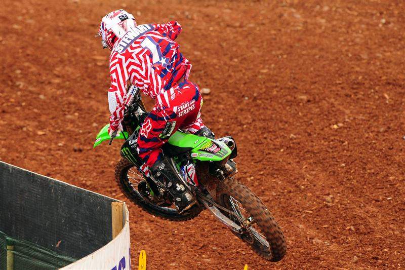 James Stewart was way out front before cross rutting and landing on a haybale