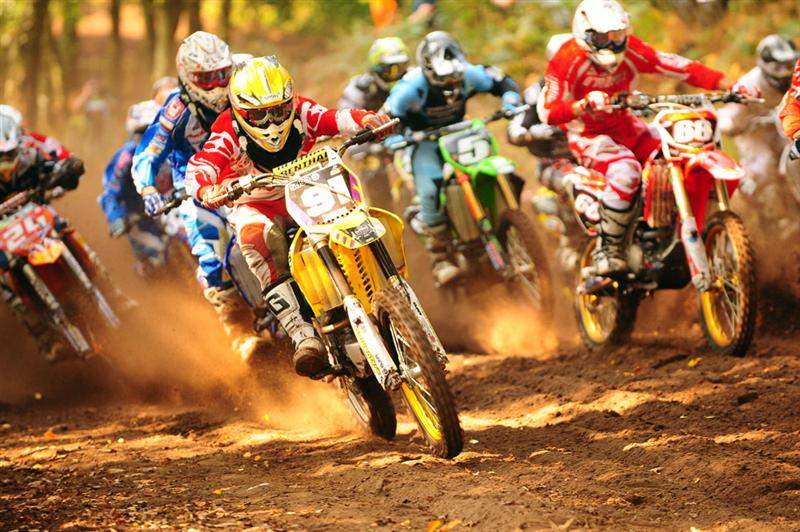 Matiss Karro (91) should've had the opening MX2-moto holeshot, but Stephen Sword (not pictured, off on the right of the frame) got credited for it on the long start.