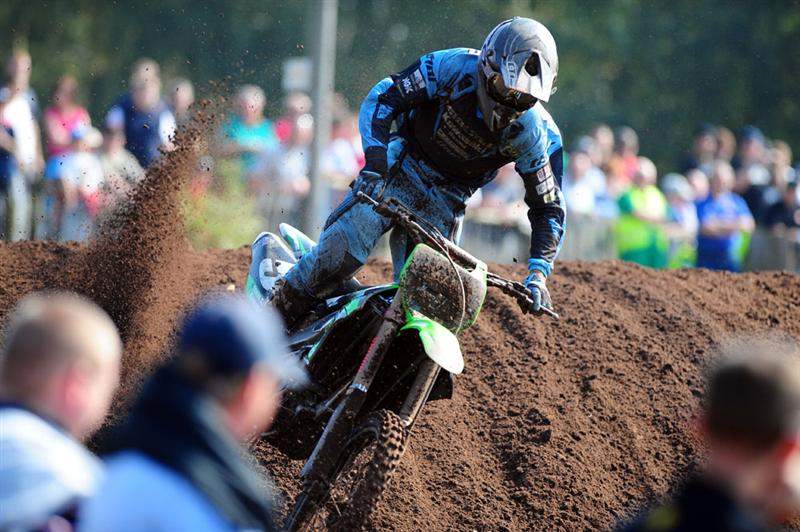 South African Gareth Swanepoel was third overall in MX2 action at Hawkstone Park.