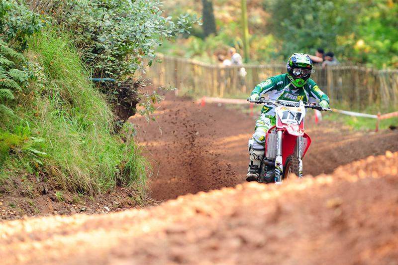 Ray Rowson won the MX1 class with a 2-1 score. Here he is going up Hawkstone's giant hill.