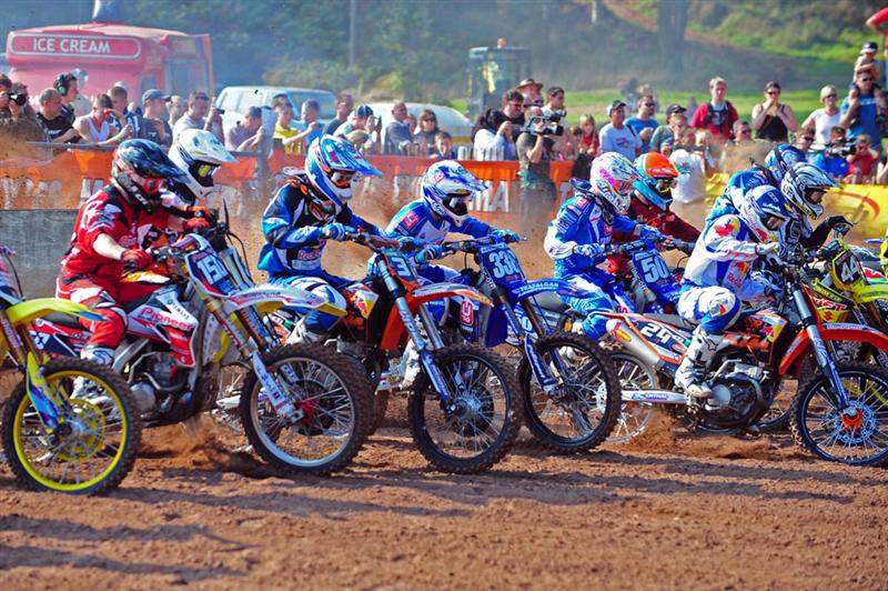 The MX2 class gets off the line for moto two.