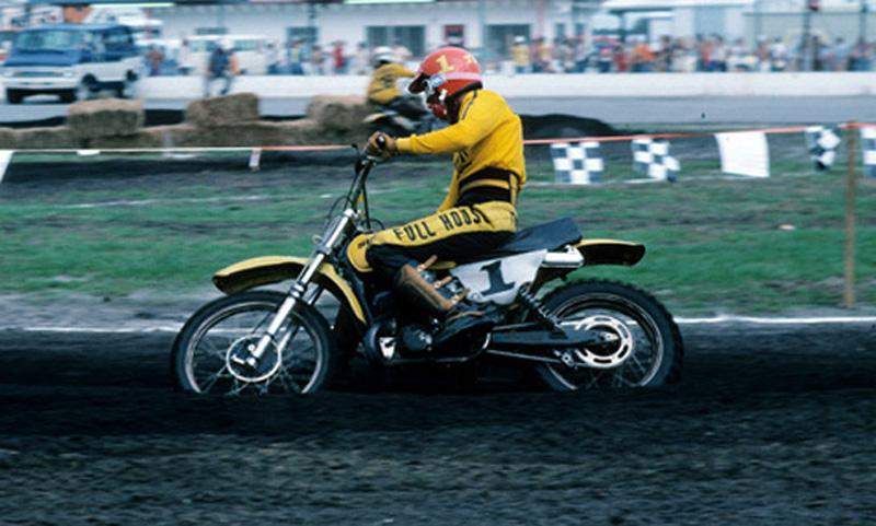 I think you readers are going to really enjoy this new format. Now, instead of e-mailing me, you can simply add your comments at the bottom! You can tell me how I forgot about McGrath, Glover and Bailey’s #1 pictures and any other criticism you desire. Here we have Tony Distefano railing a berm at the 1976 Daytona Supercross. Tony won 15 AMA Pro races in his career, then suffered a tragic spinal injury to end his riding days.