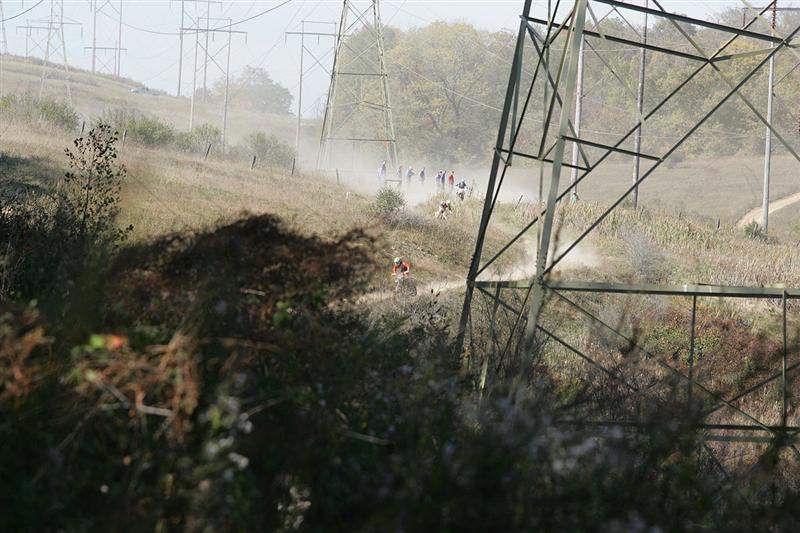 Nate Kanney leads the XC1 class early in the race down one of St. Clairsville infamous power lines