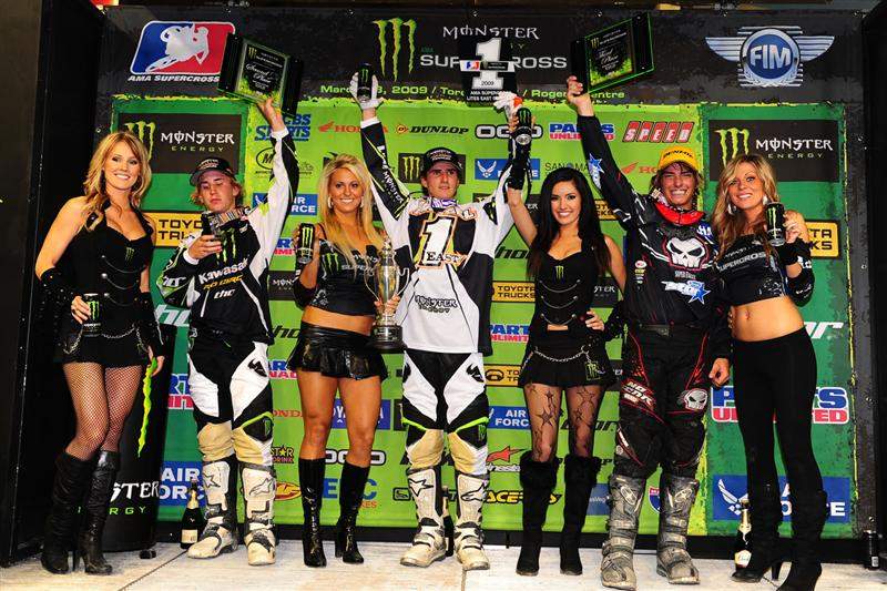 The Lites podium with Pourcel, Stroupe and an ecstatic Broc Tickle.
