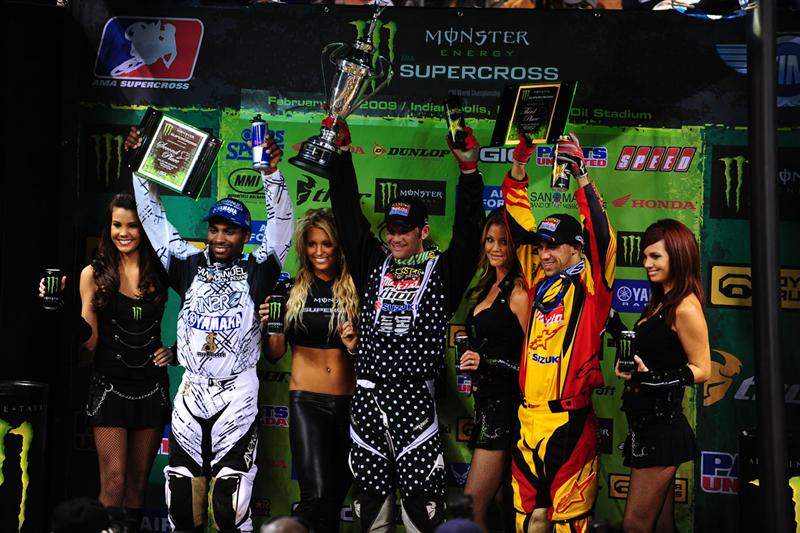 Reed, Stewart and Alessi celebrate on the 450cc podium.