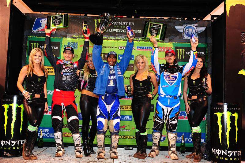 Stewart, Reed and Millsaps celebrate on the podium.