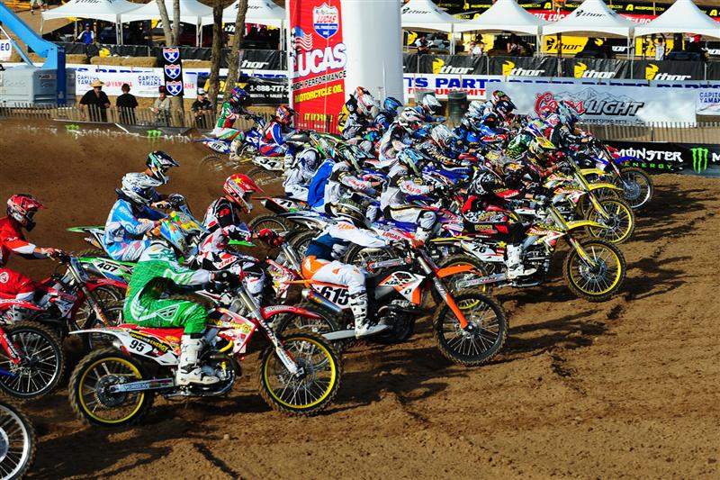 The second 450cc moto gets under way. Josh Grant ended up with the holeshot.