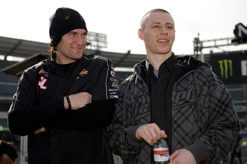 Dang and J-Law look on at the riders meeting. When asked how he was doing, Lawrence said, 