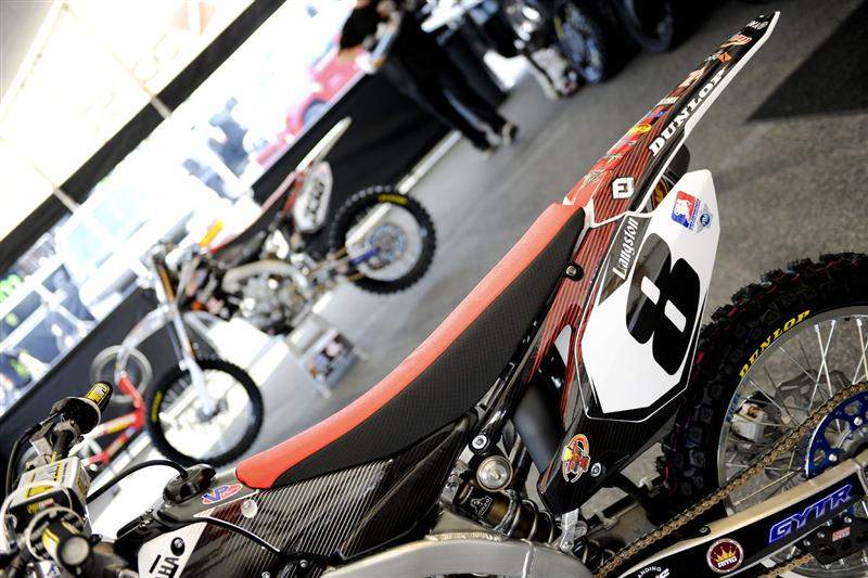 Grant Langston's J-Law Racing YZ450F, flanked by Lawrence's bike.