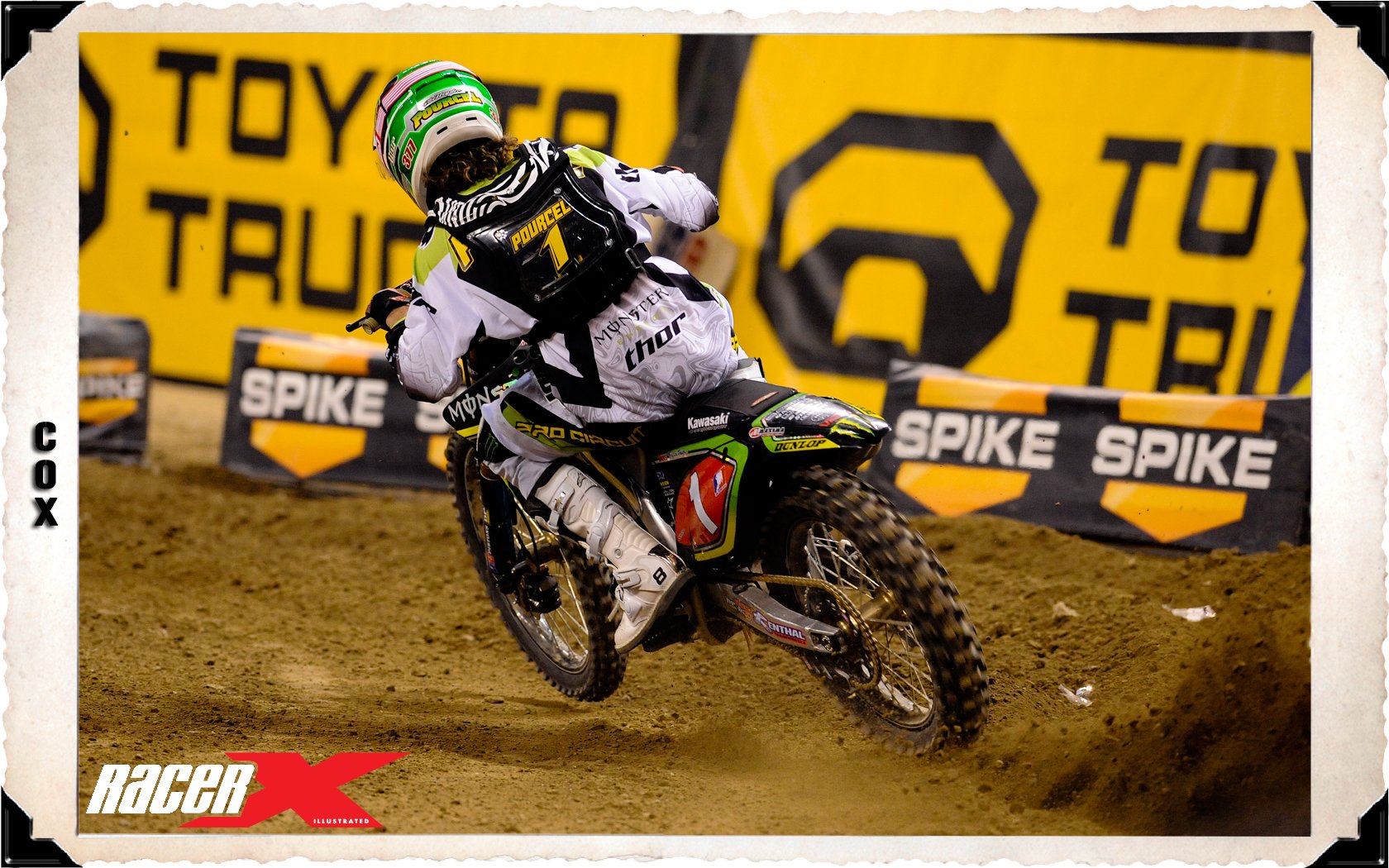 Christophe Pourcel flat-tracking with his feet up.