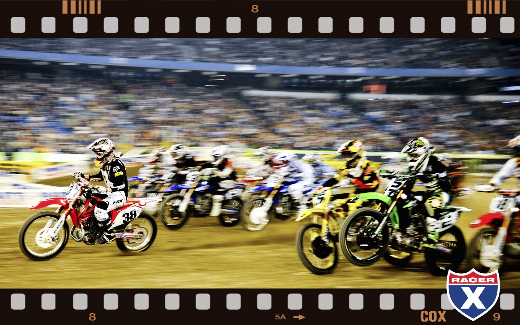 Trey Canard (38) takes a massive main-event holeshot.