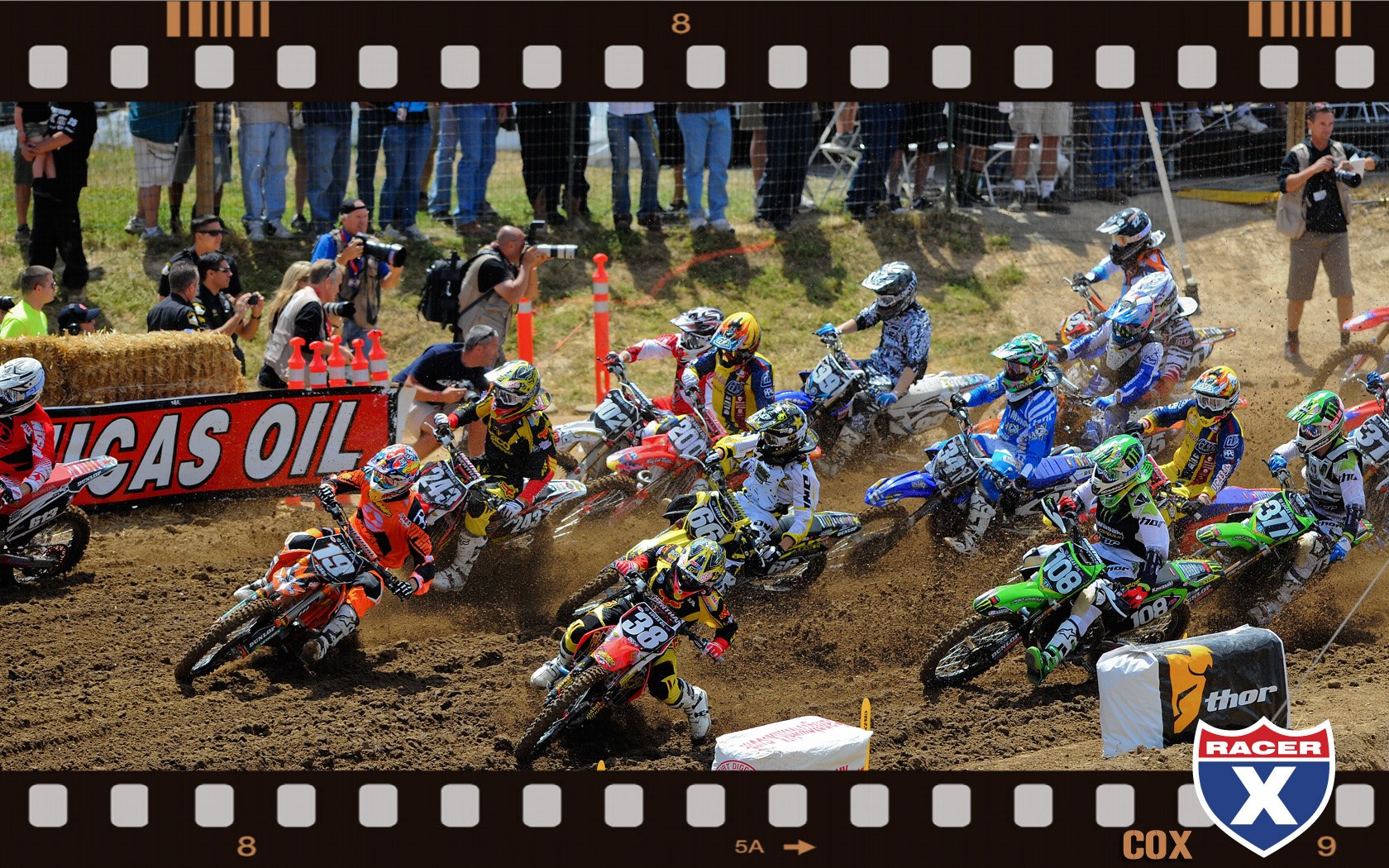 250cc moto-one Start, Trey Canard (38) with the holeshot.