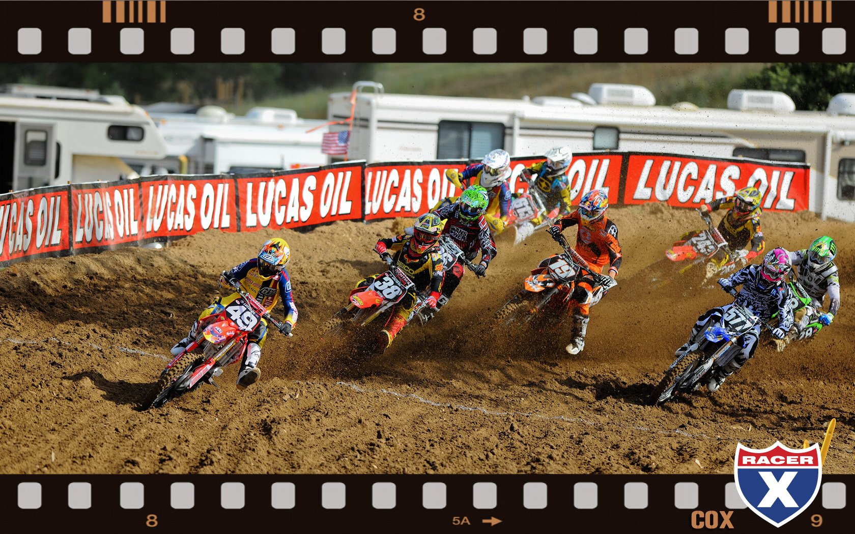Wil Hahn (49) with the 250cc moto-two holeshot.