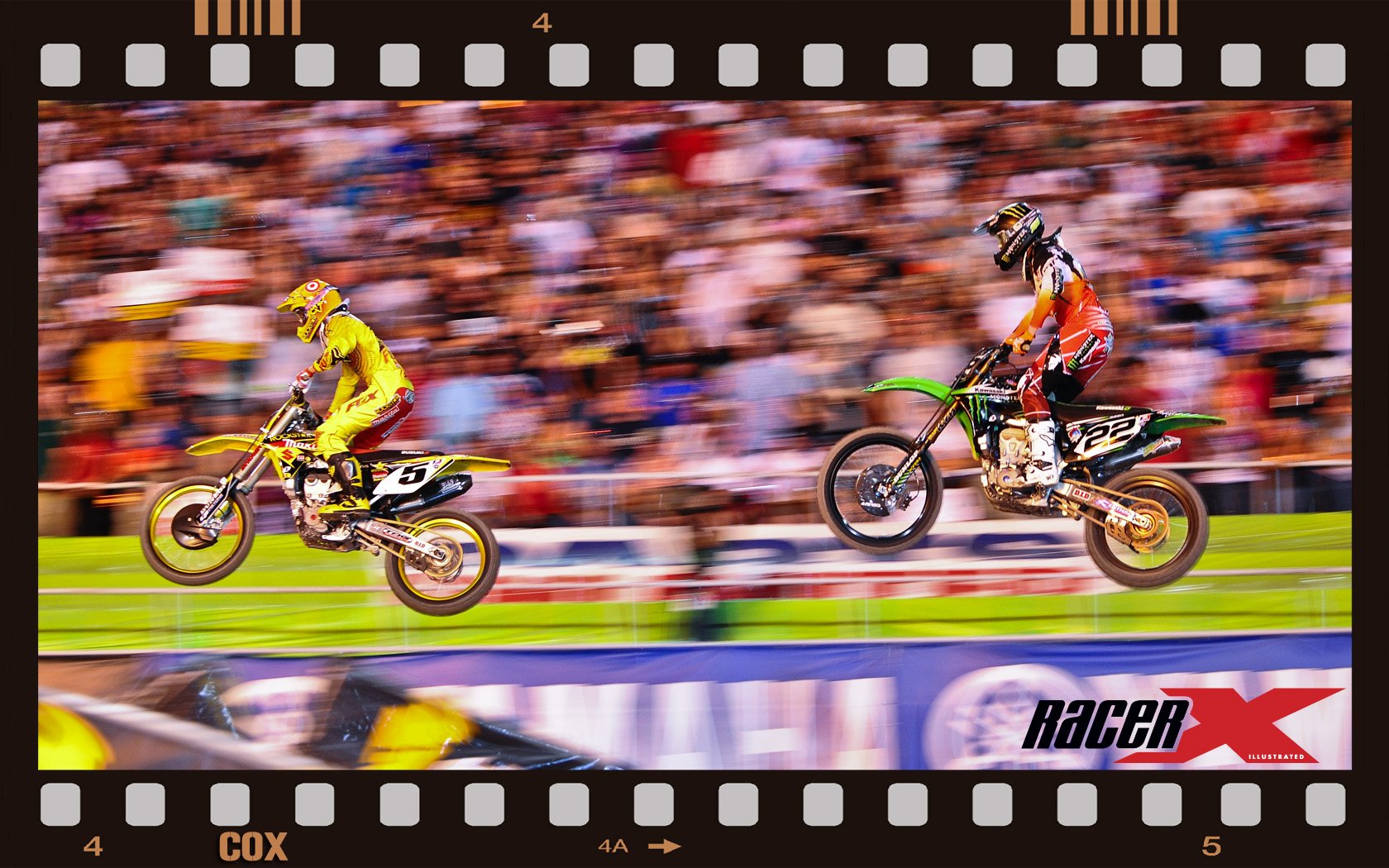 Ryan Dungey leads Chad Reed off the high-speed ski jump.