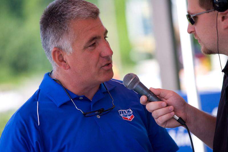 Tim Cotter of MX Sports chats with a local radio host.