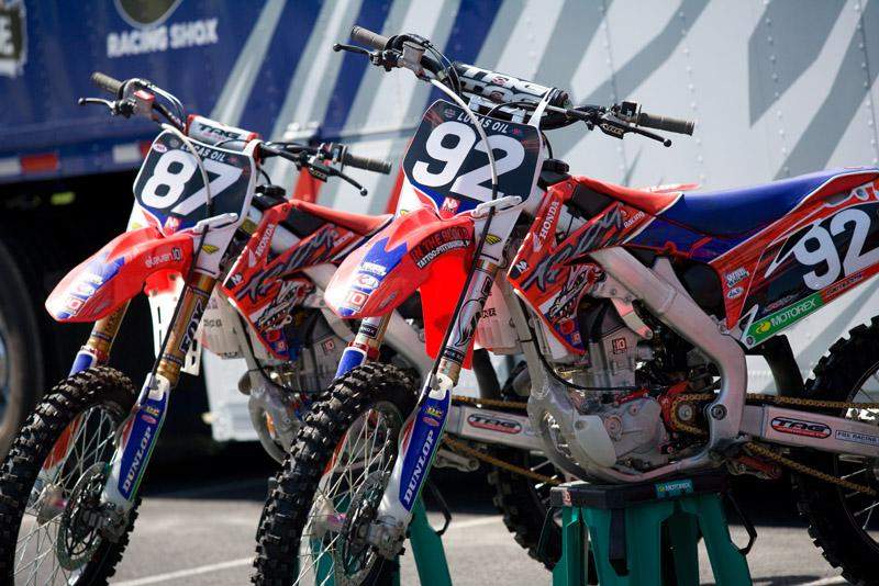 Honda of Troy bikes were set up at the bank.