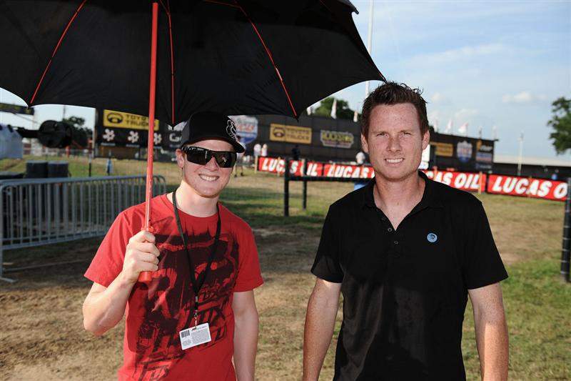 Trey Canard (left) and Timmy Ferry (right). Redheads unite for a track walk!