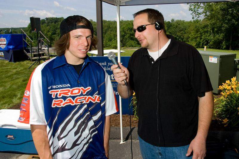 Darryn Durham talks to a local radio station. 