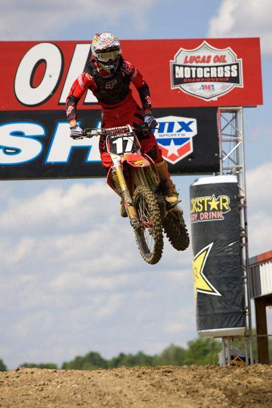 Justin Barcia crosses the finishline jump at High Point