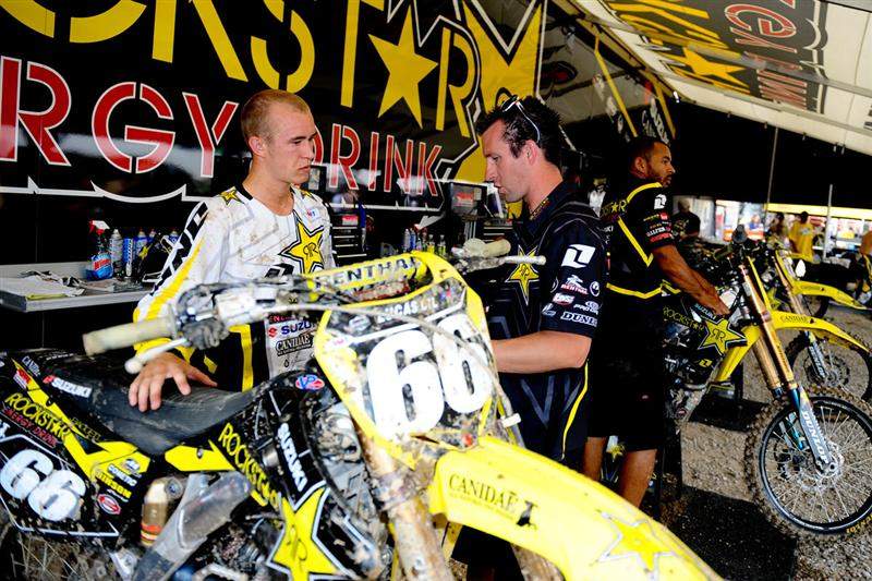 Blake Baggett getting things sorted before second practice.