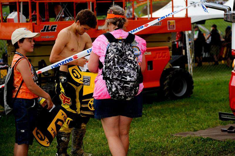 Ryan Dungey taking time for fans between practice sessions.