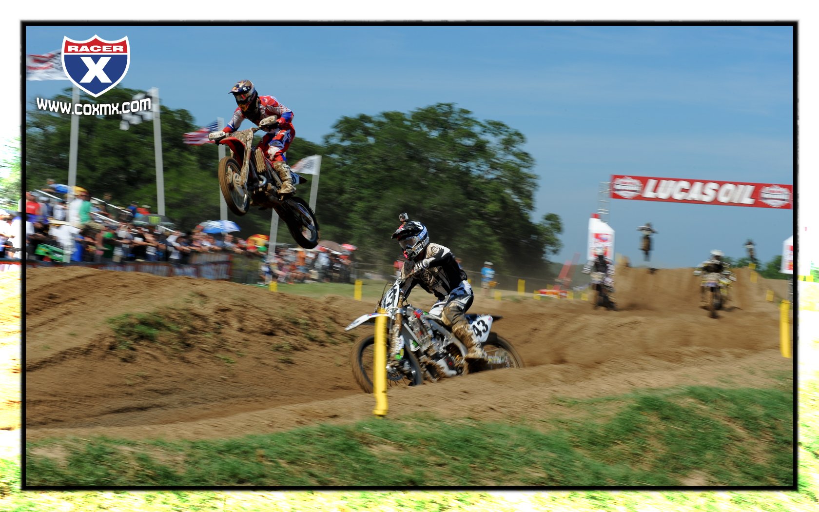 Davi Millsaps (18) and Steven Clarke (43) do battle.