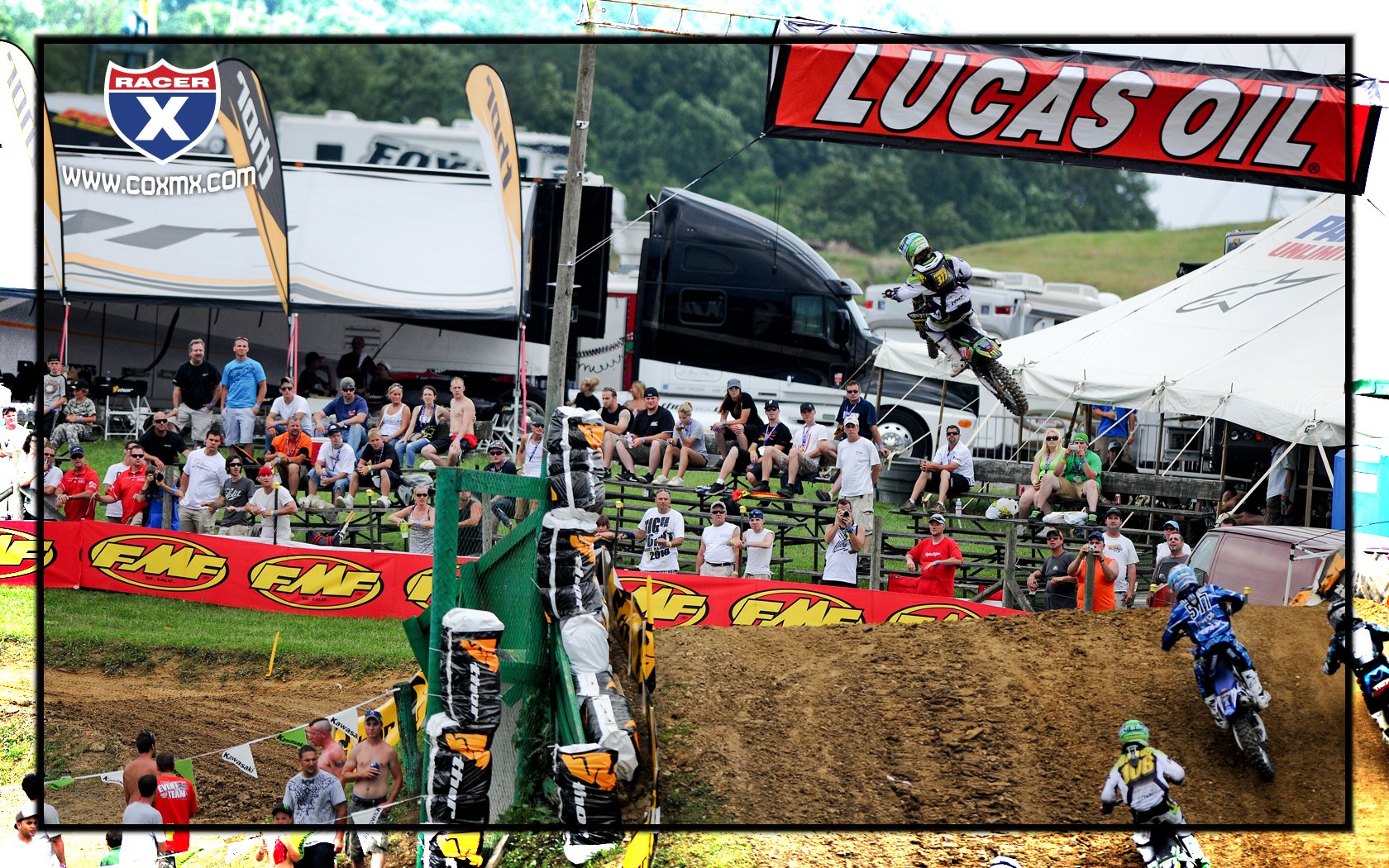 Christophe Pourcel hits the tunnel jump at the start of the second 250cc moto.